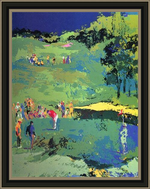 Framed Leroy Neiman golf landscape painting