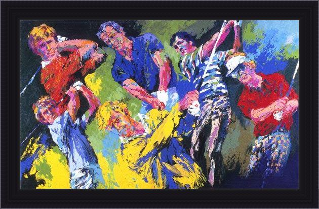 Framed Leroy Neiman golf winners painting