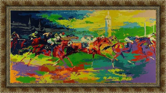 Framed Leroy Neiman kentucky derby painting