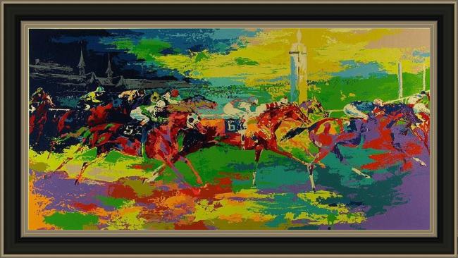 Framed Leroy Neiman kentucky derby painting