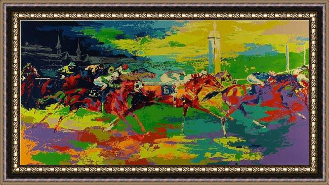 Framed Leroy Neiman kentucky derby painting