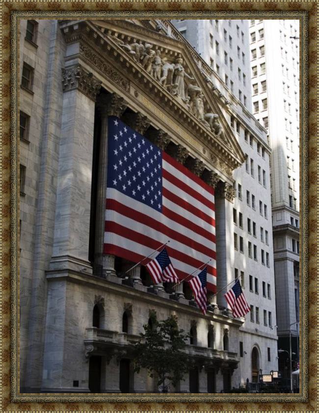 Framed Leroy Neiman new york stock exchange painting