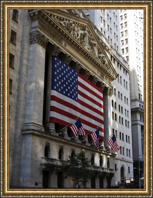 Framed Leroy Neiman new york stock exchange painting