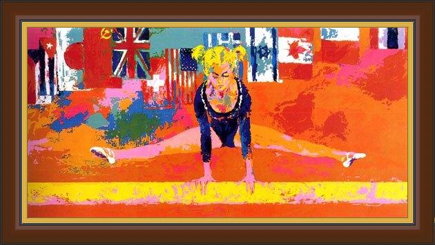 Framed Leroy Neiman olympic gymnast painting