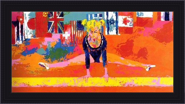 Framed Leroy Neiman olympic gymnast painting