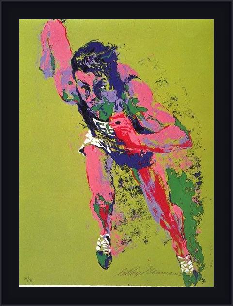 Framed Leroy Neiman olympic runner painting