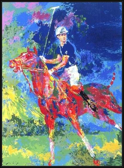 Framed Leroy Neiman prince charles at windsor painting