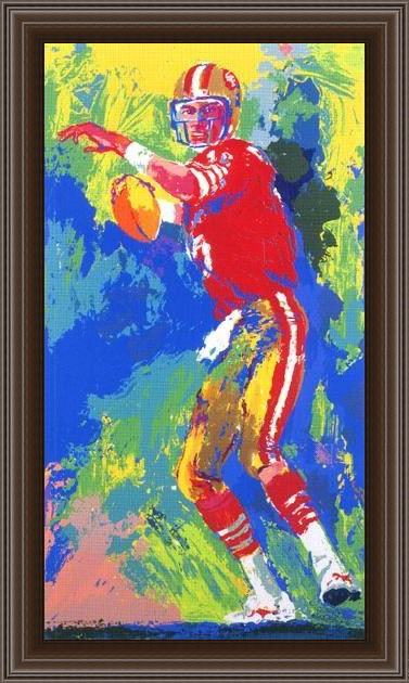 Framed Leroy Neiman quarterback of the 80's painting