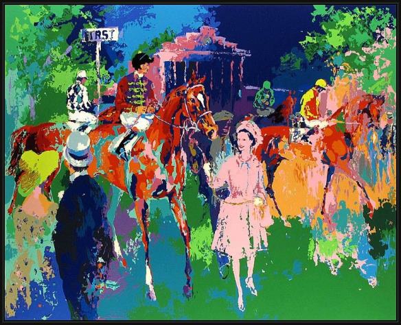 Framed Leroy Neiman queen at ascot painting