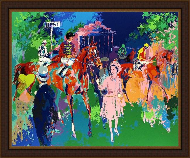 Framed Leroy Neiman queen at ascot painting