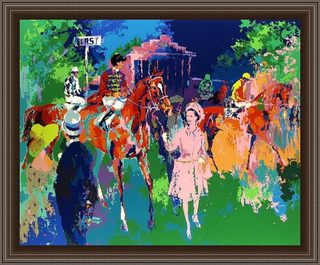 Framed Leroy Neiman queen at ascot painting