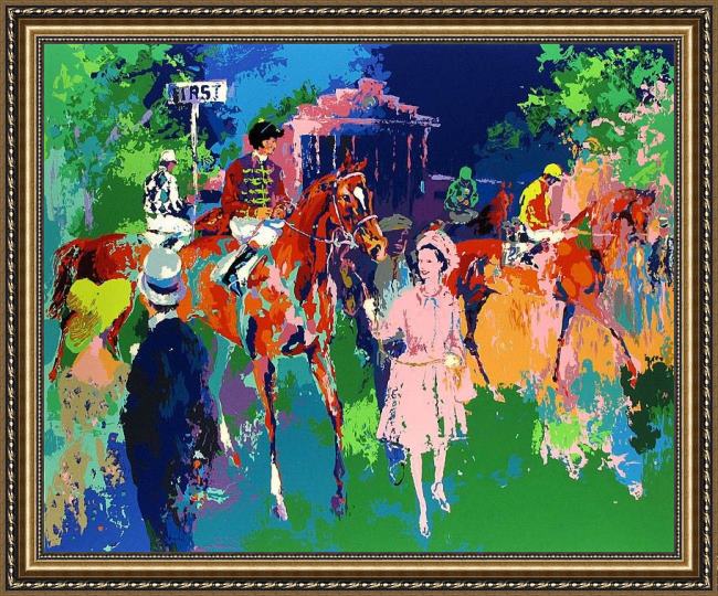 Framed Leroy Neiman queen at ascot painting