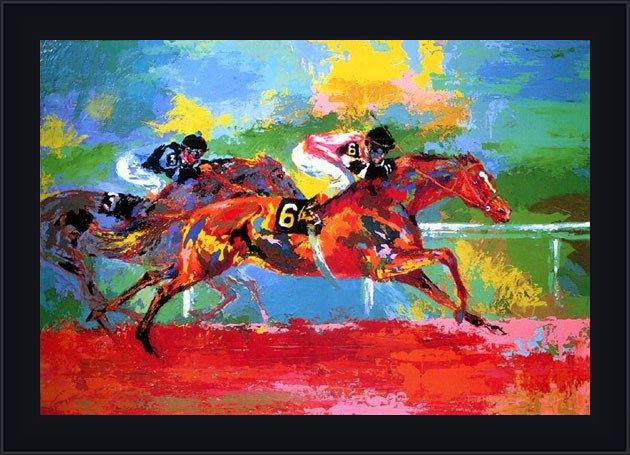 Framed Leroy Neiman race of the year painting