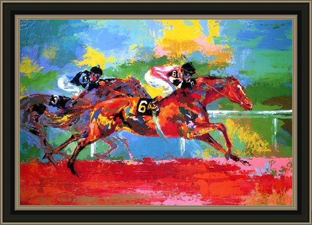 Framed Leroy Neiman race of the year painting