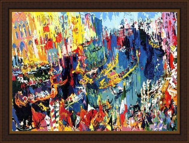 Framed Leroy Neiman regatta of the gondoliers painting