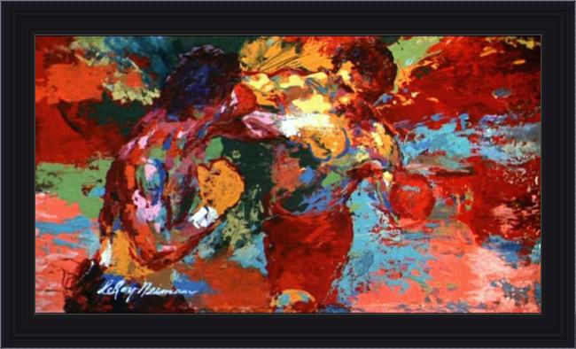 Framed Leroy Neiman rocky vs apollo painting