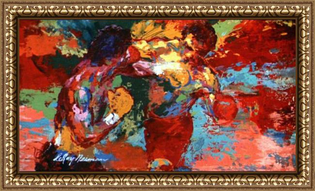 Framed Leroy Neiman rocky vs apollo painting
