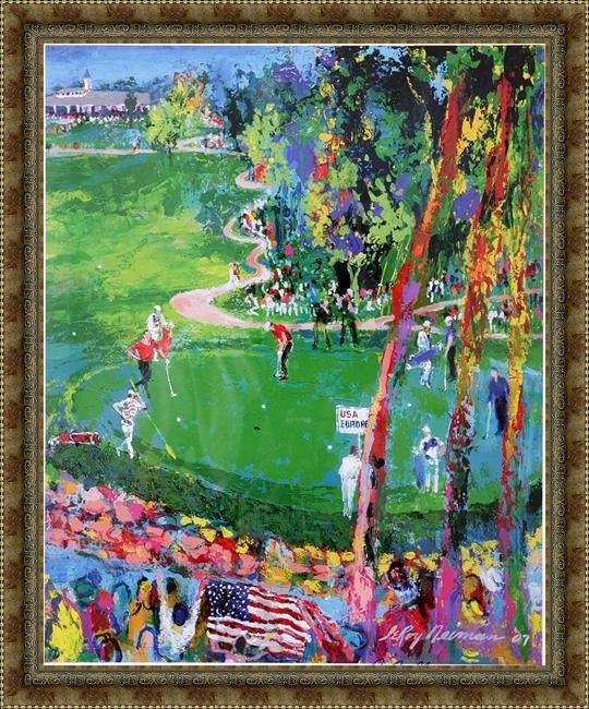Framed Leroy Neiman ryder cup detail painting