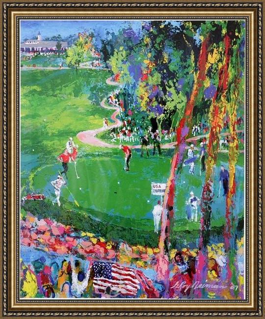 Framed Leroy Neiman ryder cup detail painting