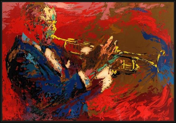 Framed Leroy Neiman satchmo painting