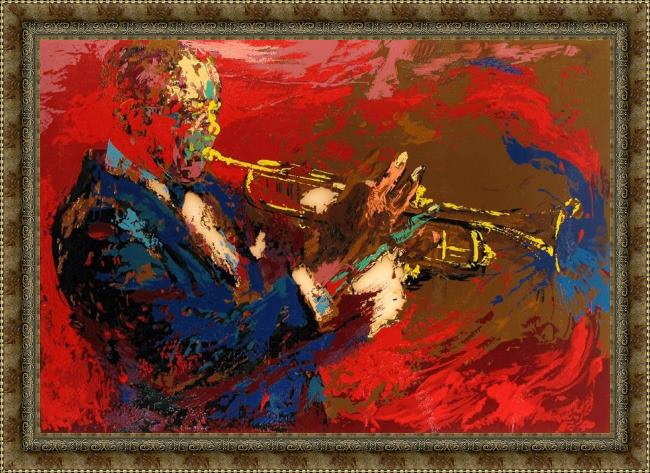 Framed Leroy Neiman satchmo painting