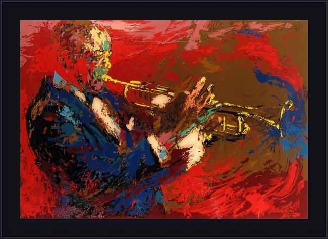 Framed Leroy Neiman satchmo painting