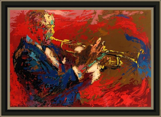 Framed Leroy Neiman satchmo painting