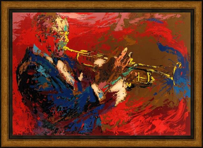 Framed Leroy Neiman satchmo painting