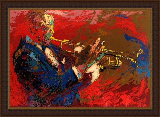 Framed Leroy Neiman satchmo painting