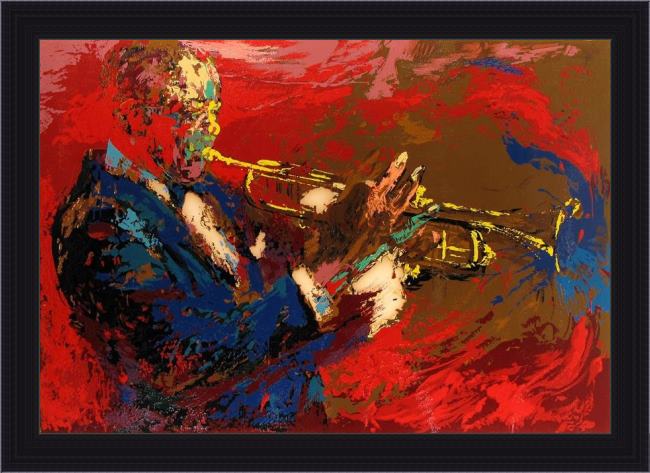 Framed Leroy Neiman satchmo painting