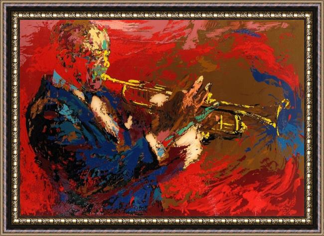 Framed Leroy Neiman satchmo painting