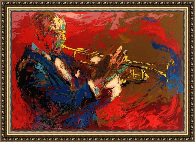 Framed Leroy Neiman satchmo painting