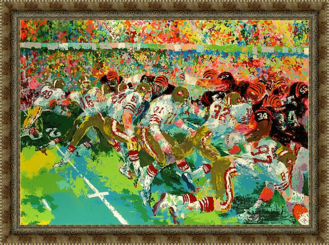 Framed Leroy Neiman silverdome superbowl painting