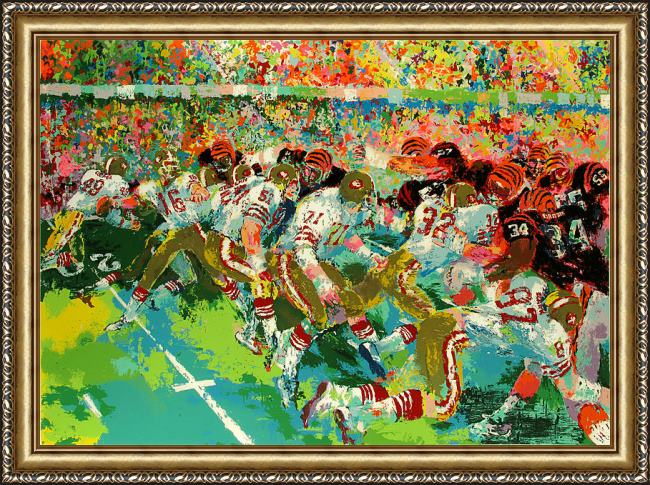 Framed Leroy Neiman silverdome superbowl painting