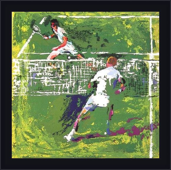 Framed Leroy Neiman tennis players painting