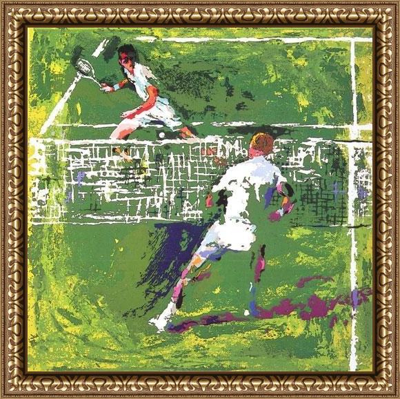 Framed Leroy Neiman tennis players painting