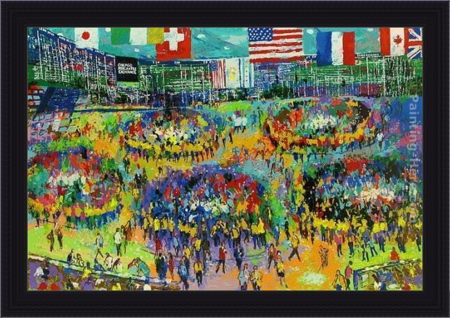Framed Leroy Neiman the chicago mercantile exchange painting