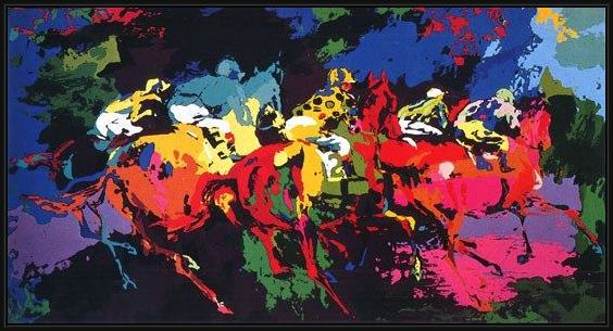 Framed Leroy Neiman the race painting