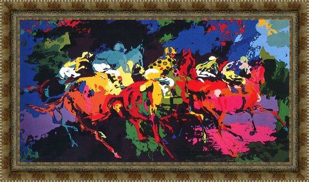 Framed Leroy Neiman the race painting