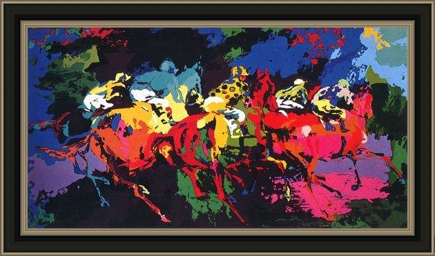 Framed Leroy Neiman the race painting