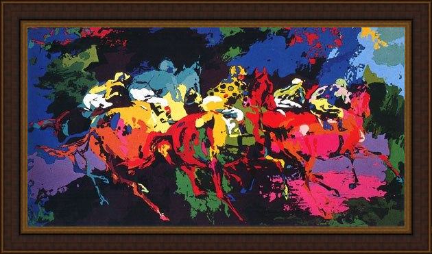 Framed Leroy Neiman the race painting