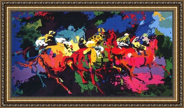 Framed Leroy Neiman the race painting