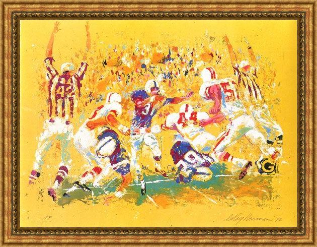 Framed Leroy Neiman touchdown painting