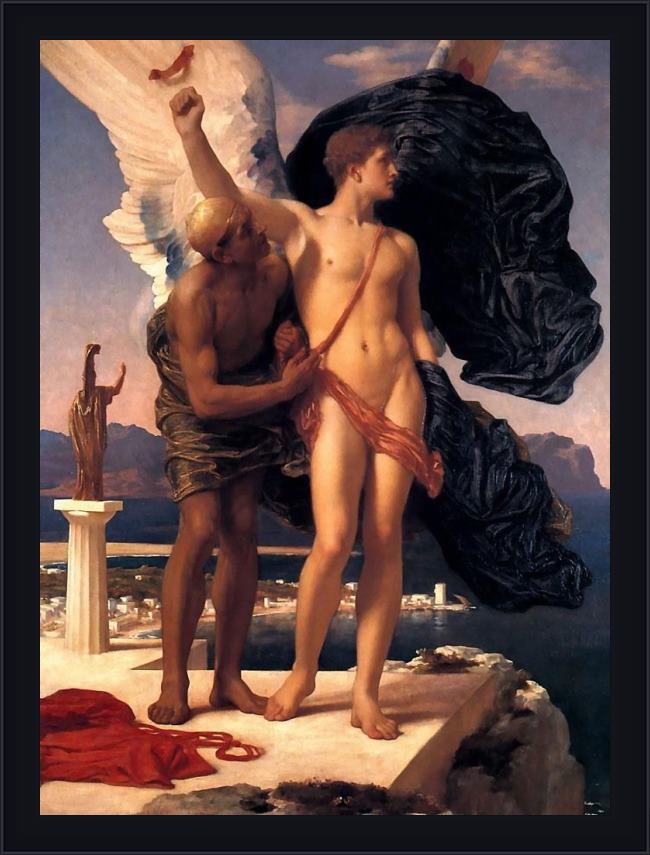 Framed Lord Frederick Leighton daedalus and icarus painting