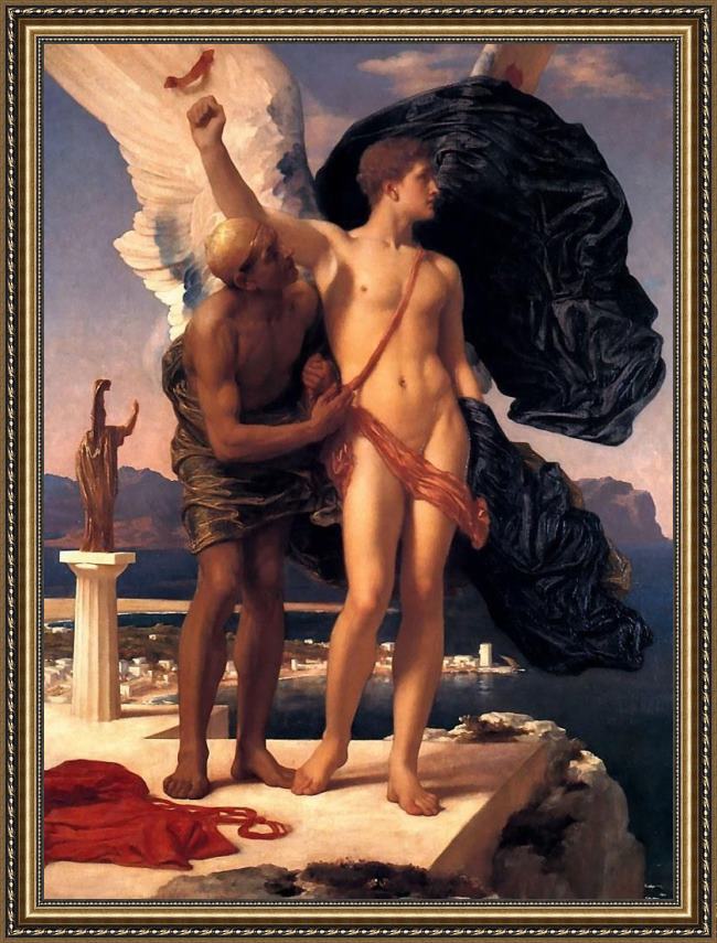 Framed Lord Frederick Leighton daedalus and icarus painting