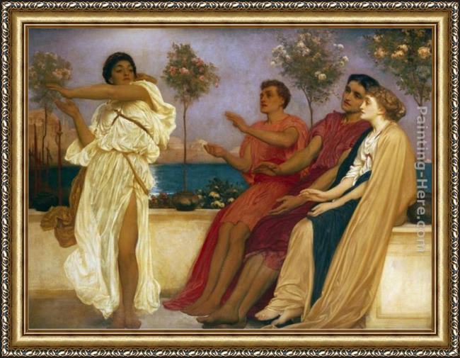 Framed Lord Frederick Leighton greek girl dancing painting