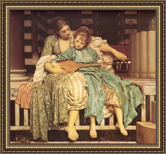 Framed Lord Frederick Leighton leighton music lesson painting
