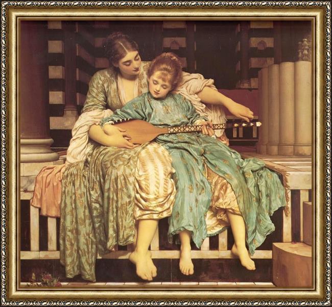 Framed Lord Frederick Leighton leighton music lesson painting