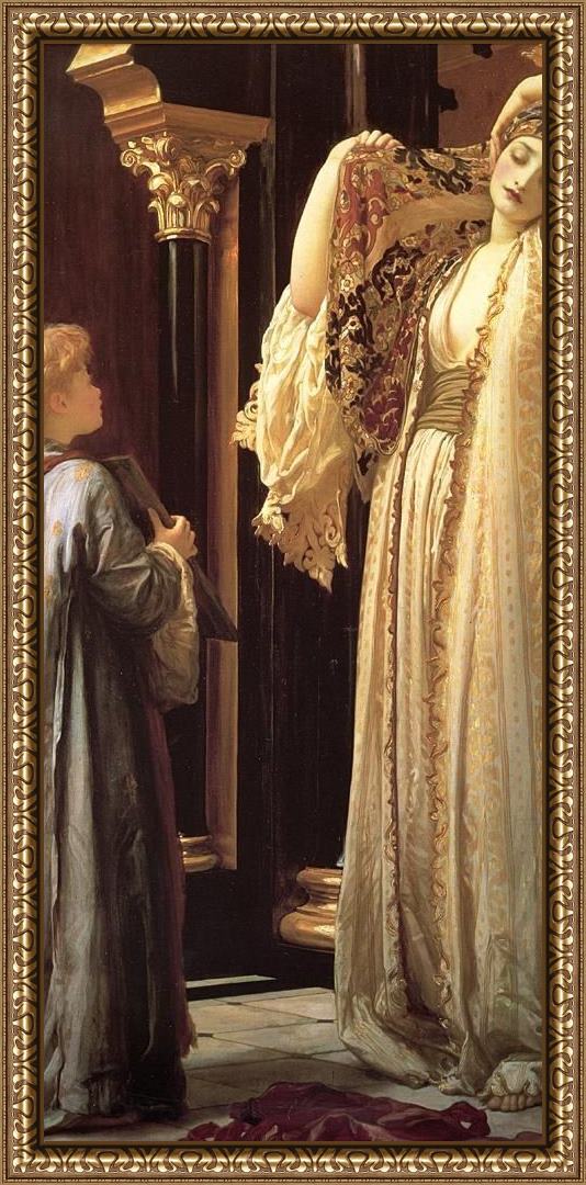Framed Lord Frederick Leighton nausicaa painting