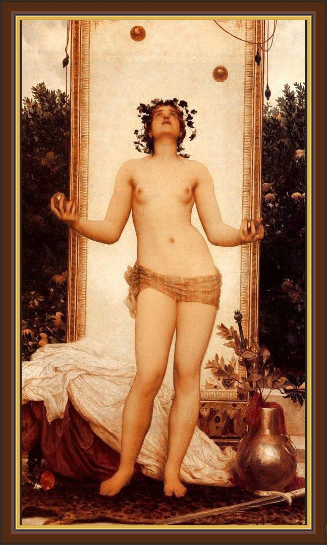 Framed Lord Frederick Leighton the antique juggling girl painting